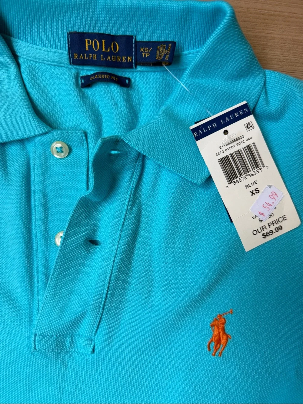 Ralph Lauren Men’s Bright Turquoise Polo with Orange Pony